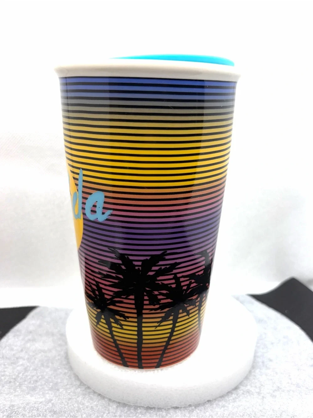 Starbucks FLORIDA Sunset Palm Trees Travel Tumbler Mug 12oz